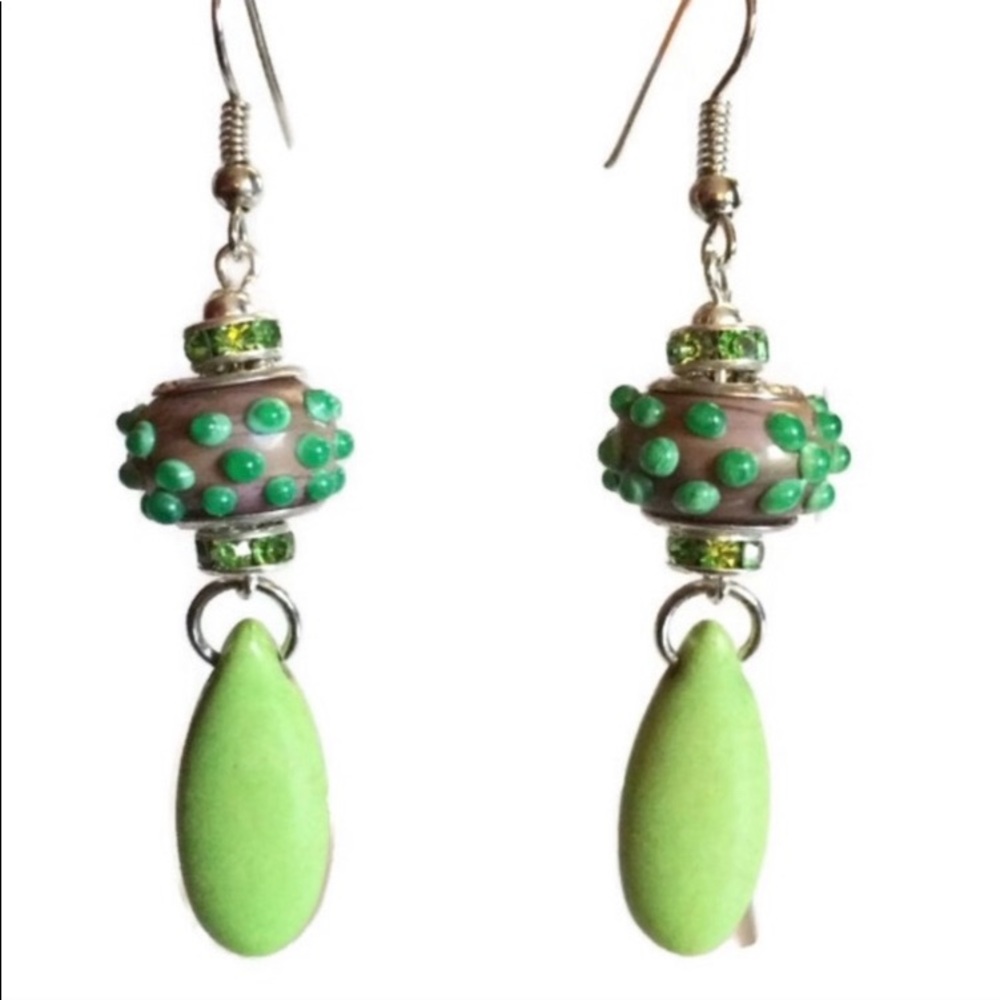 Green Turquoise Handcrafted Drop Dangle Earrings